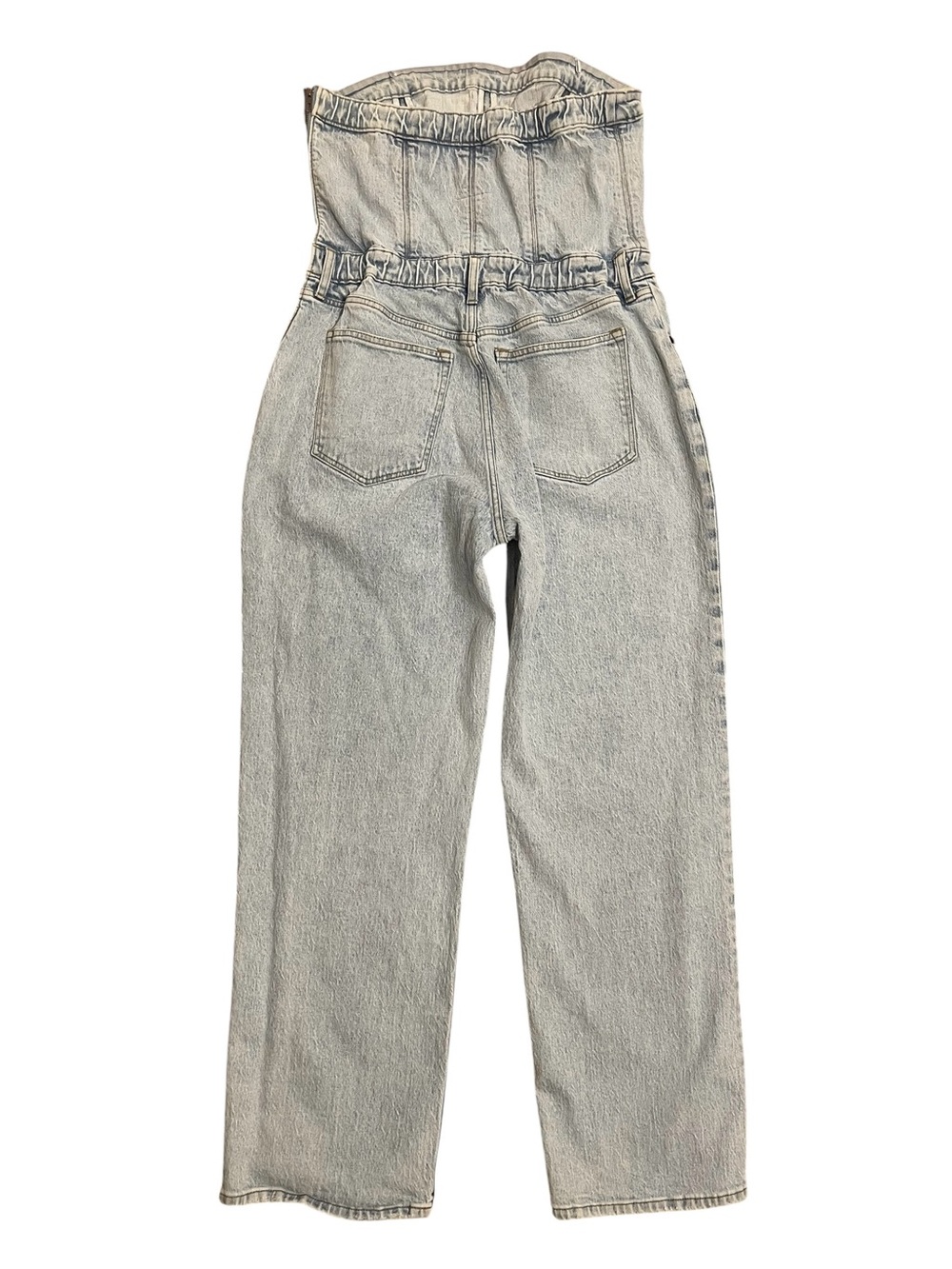 Abercrombie & Fitch Light Blue 90s Y2K Denim Jumpsuit Wide Leg Large Petite Fit - Picture 7 of 12